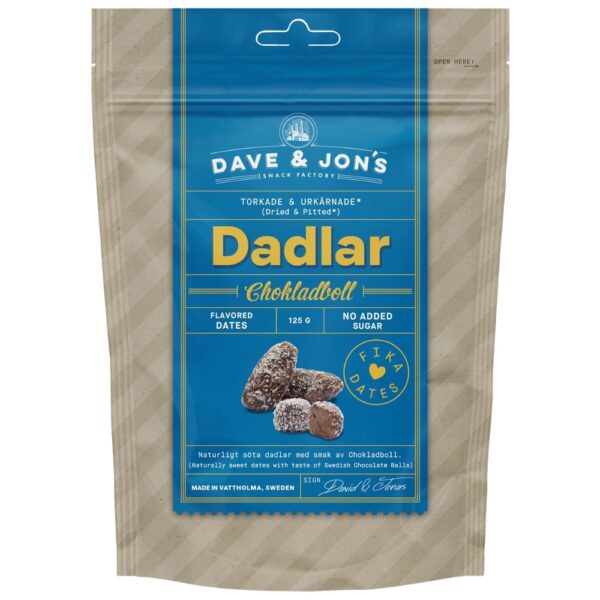 Dave & Jon's flavored dates “Chocolate balls” 125g