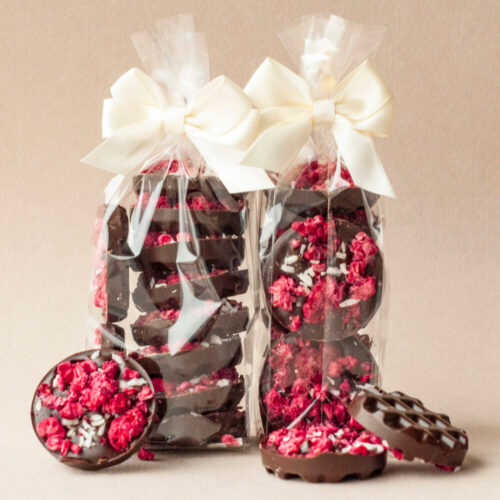 Chocelite raspberry-dark chocolate mini chocolates (vegan) Chocelite raspberry-dark chocolate mini chocolates (vegan)